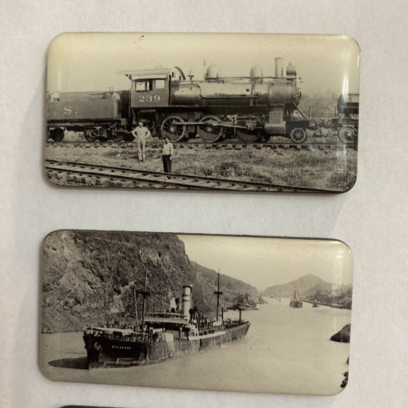 Panama Canal Epoxy Refrigerator Magnets Locomotive Steam Ships - Picture 2 of 6